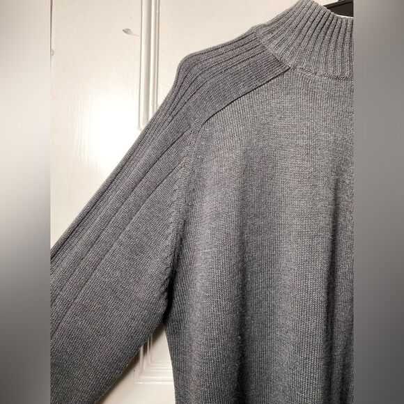 Oscar De La Renta Men’s Quarter Zip Cable Knit Sweater in Gray Sz Large - Picture 9 of 11